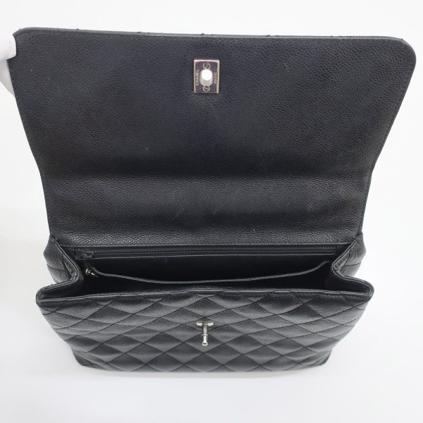 t2309 05 005132kh 04 Chanel Handbag Top Handle Matelasse Caviar Skin Black