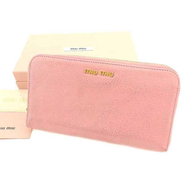 t2345 Miu Miu long wallet pink leather