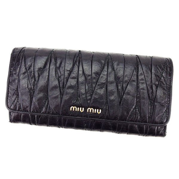 t2379 Miu Miu Long Wallet Matelasse Black t2379s