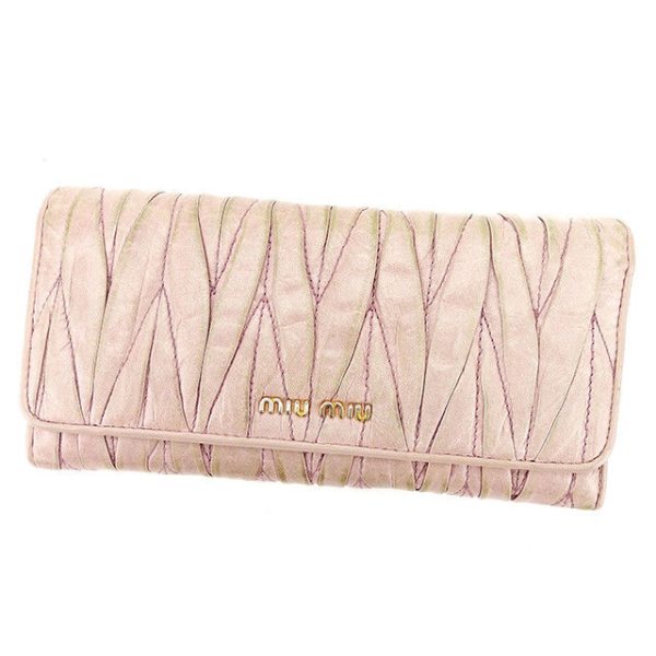 t2479 Miu Miu Long Wallet Pink Matelasse