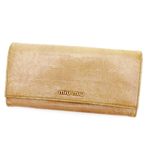 t2628 Miu Miu long wallet crocodile pink beige T2628