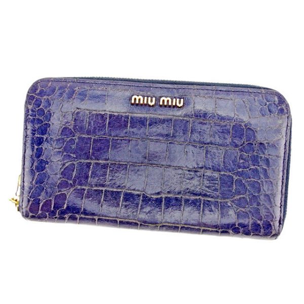 t2633 Miu Miu Long Wallet Crocodile Blue T2633