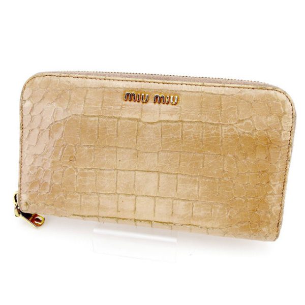 t2645 Miu Miu Long Wallet Crocodile Beige T2645