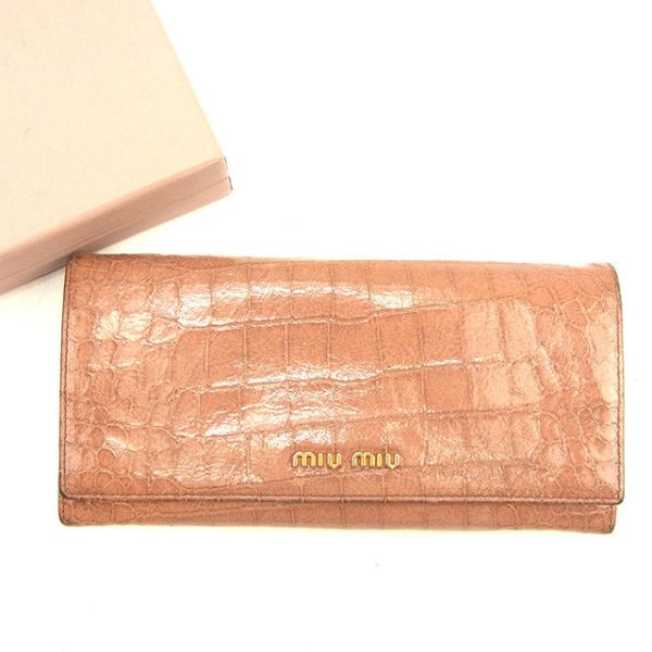 t272 Miu Miu Long Wallet Crocodile Pink T272S