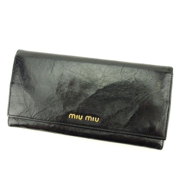 t3024 Miu Miu Long Wallet BifBlack Blue T3024S