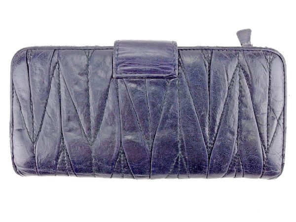 t4213 1 Miu Miu Long Wallet Matelasse Black Blue