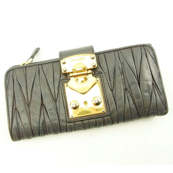 t4658 Miu Miu Long Wallet Black Matelasse