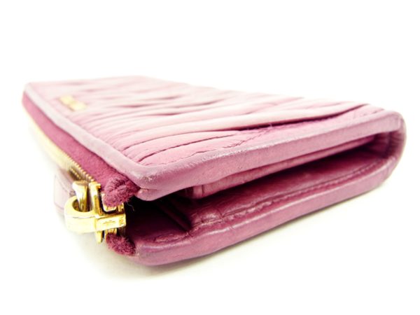 t4698 5 Miu Miu Long Wallet L shaped Matelasse Pink Wallet T4698