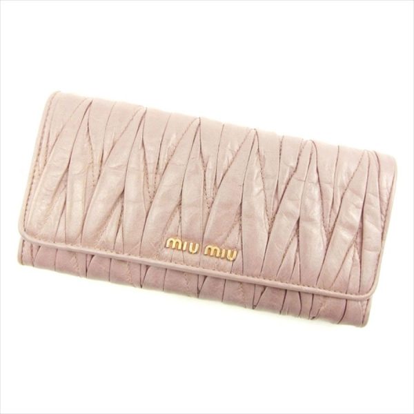 t4705 Miu Miu Long Wallet Matelasse Lavender Leather