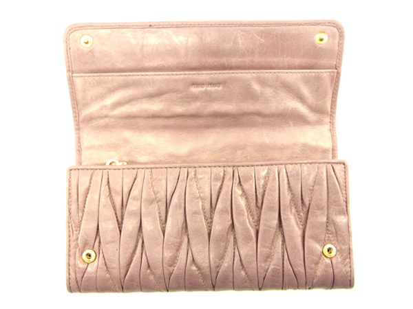 t4705 2 Miu Miu Long Wallet Matelasse Lavender Leather