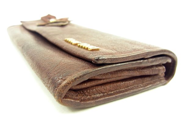 t4722 3 Miu Miu Long Wallet Long Wallet Brown Flower Motif