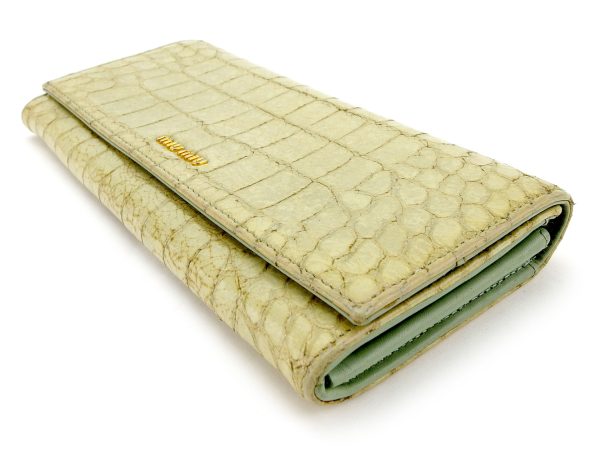 t5508 2 Miu Miu Long Wallet Crocodile Beige Green