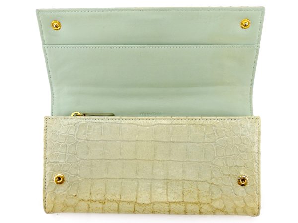 t5508 4 Miu Miu Long Wallet Crocodile Beige Green