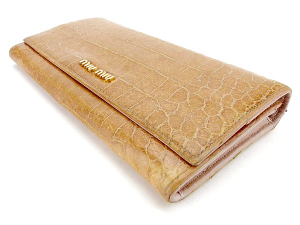 t5621 2 Miu Miu long wallet crocodile beige pink T5621