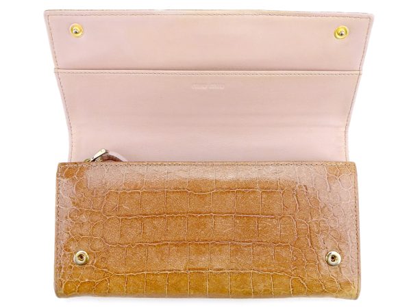 t5621 4 Miu Miu long wallet crocodile beige pink T5621