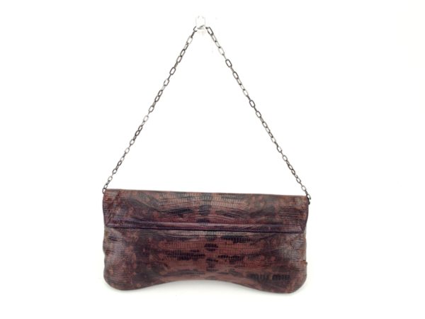 t6007 1 Miu Miu clutch chain shoulder Bag crocodile brown enamel