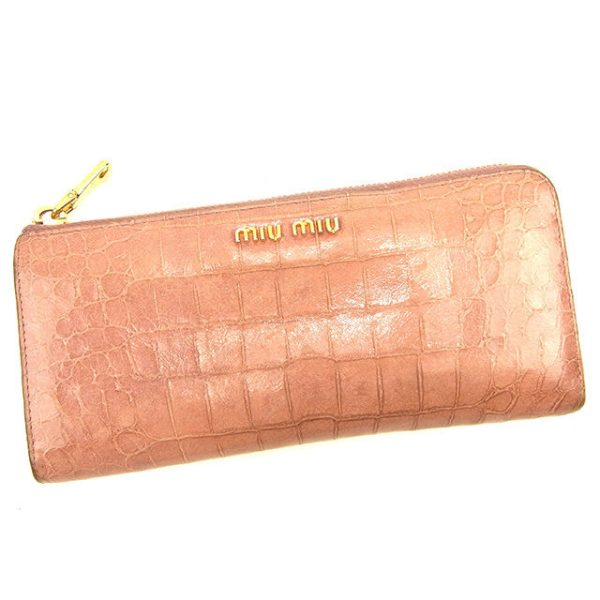 t620 Miu Miu long wallet L shaped pink crocodile t620