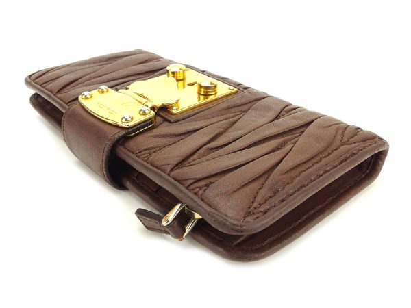 t6271 3 Miu Miu Long Wallet Matelasse Brown t6271s