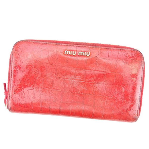 t796 Miu Miu Long Wallet Crocodile Red T796