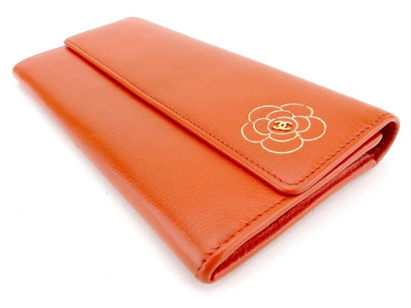 t9425 2 Chanel Long Wallet Orange Butterfly Camellia