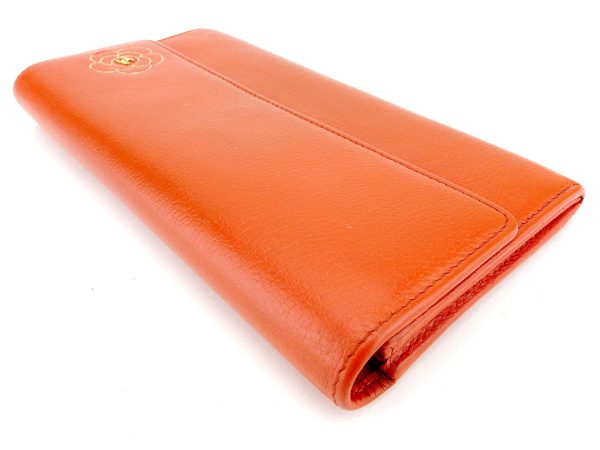 t9425 3 Chanel Long Wallet Orange Butterfly Camellia