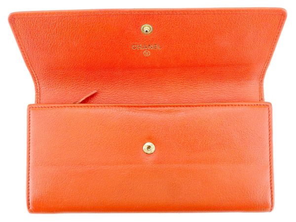 t9425 4 Chanel Long Wallet Orange Butterfly Camellia