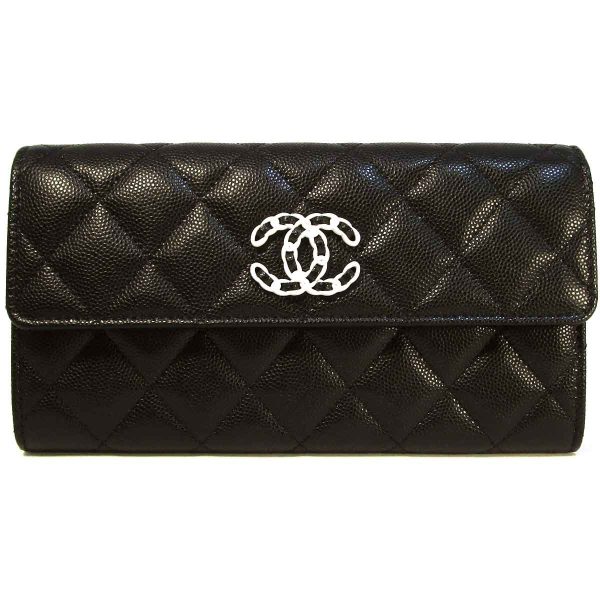 tak2400131 Chanel Long Long Flap Wallet Black