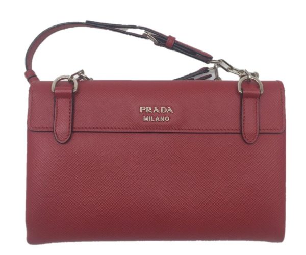 uhuuiuh PRADA Chain Shoulder Bag Leather Red