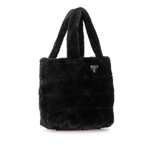 x2nt0gaqncfc7xk6 2 Prada triangle plate quilted shearling handbag black