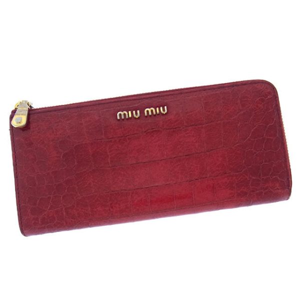 y1930 Miu Miu long wallet L shaped crocodile red t15125s