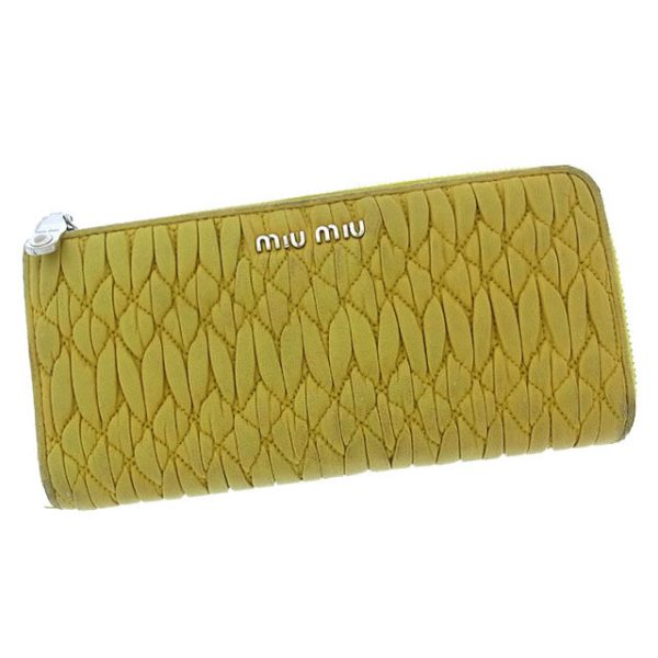 y1973 Miu Miu long wallet L shaped Matelasse yellow