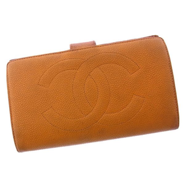 y2159 Chanel Long Wallet Coco Mark Beige