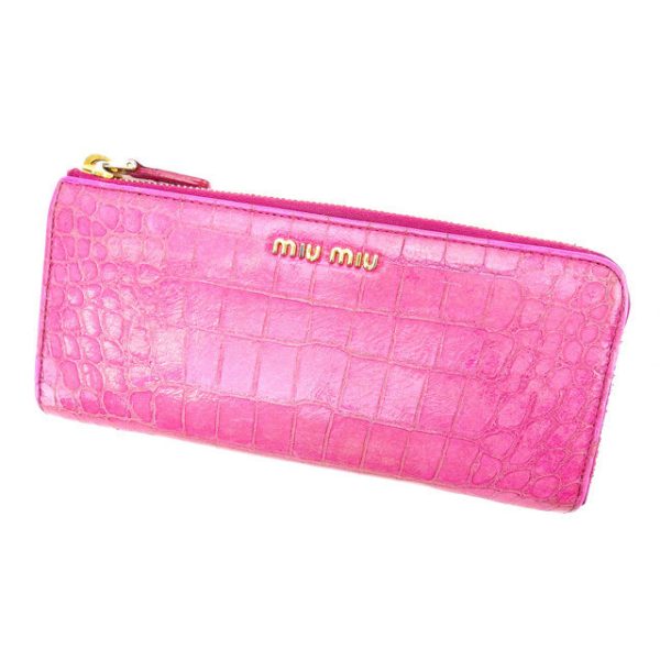 y2331 Miu Miu long wallet L shaped summer pink crocodile t11471