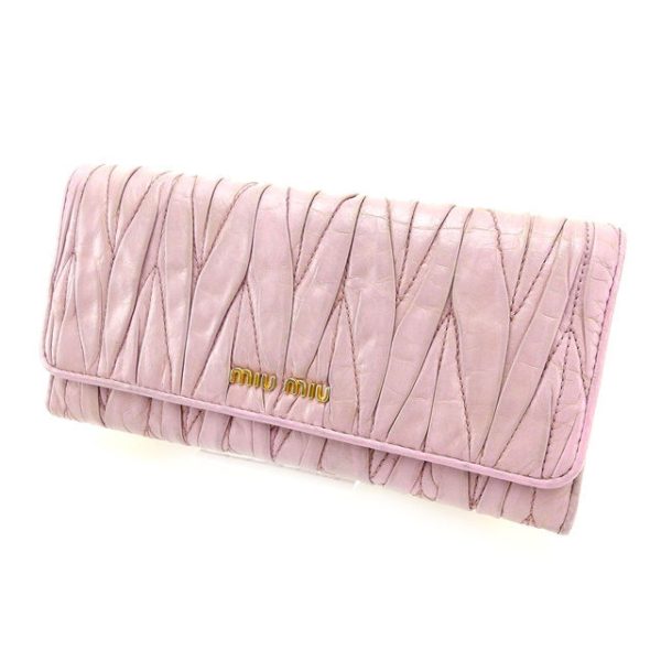 y2347 Miu Miu Long Wallet Purple Wallet Storage