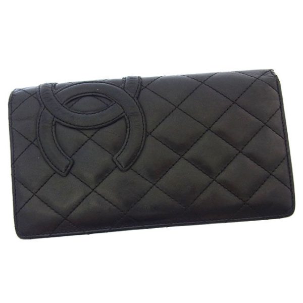 y2654 Chanel long wallet bi fblack pink Cambon line