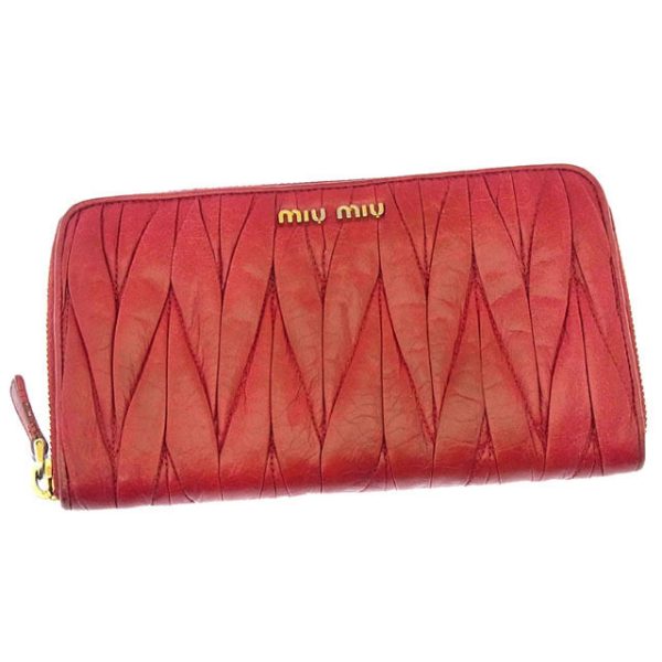 y2763 Miu Miu long wallet Matelasse red