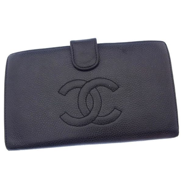 y2820 Chanel long wallet pouch bifold black