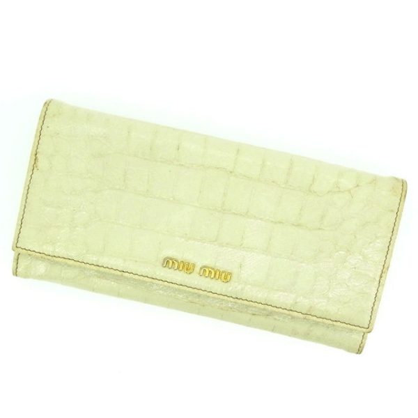 y300 Miu Miu long wallet crocodile ivory wallet storage