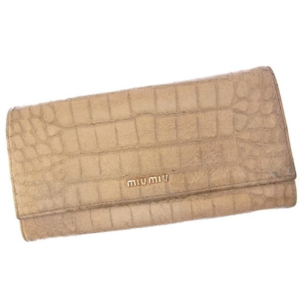 y3076 Miu Miu long wallet bi fcrocodile beige t11379s