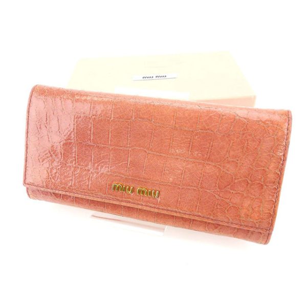 y3643 Miu Miu long wallet bi fcrocodile pink T14765