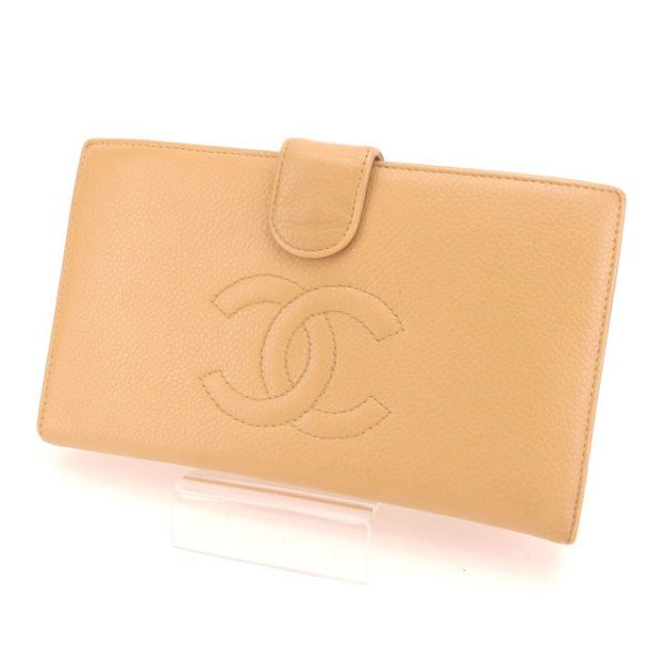 y4385 Chanel Wallet beige caviar skin t10650