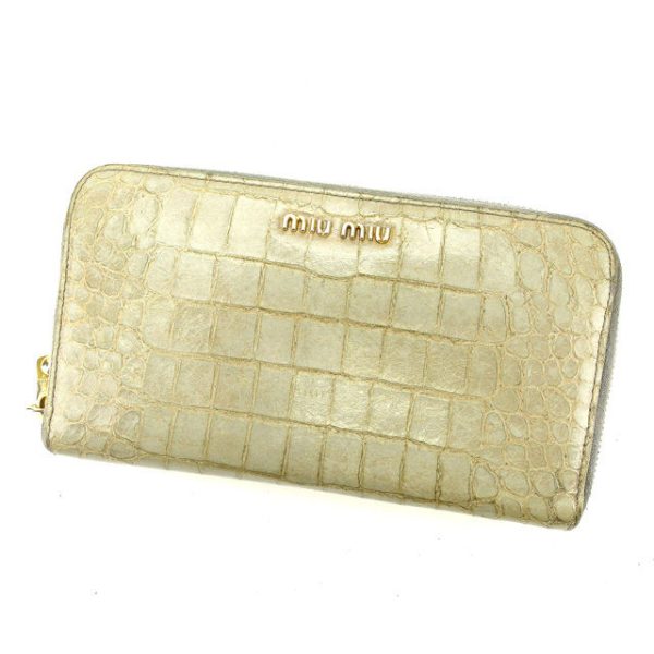 y4603 Miu Miu long wallet green crocodile