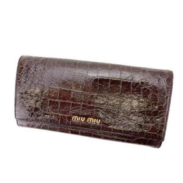 y4830 Miu Miu long wallet brown crocodile style