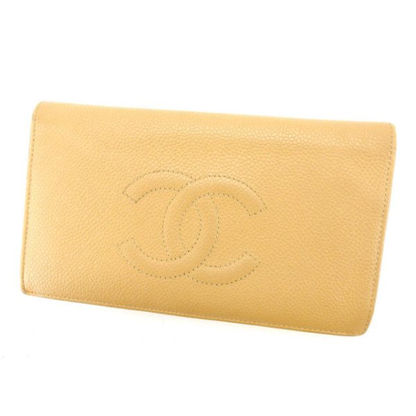 y4937 Chanel Long Wallet Beige Coco Mark t14938