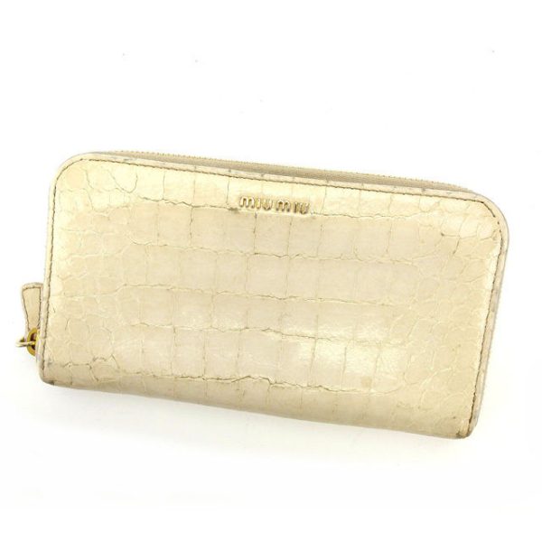 y4945 Miu Miu long wallet beige crocodile