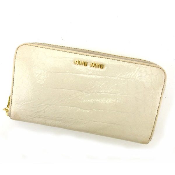 y4950 Miu Miu Long Wallet Crocodile White Wallet T15086