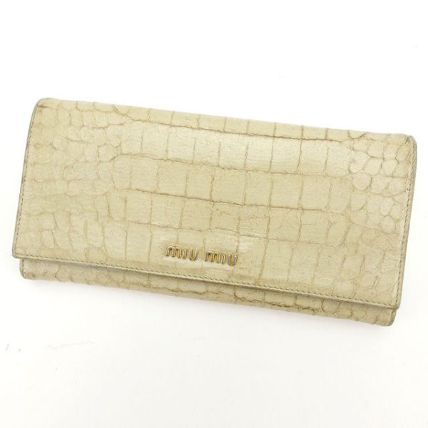 y4963 Miu Miu long wallet green crocodile