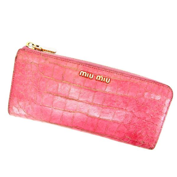 y500 Miu Miu long wallet L shaped crocodile pink T14565S