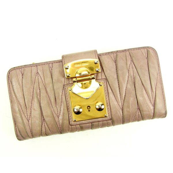 y5264 Miu Miu Long Wallet Matelasse Pink T14189S