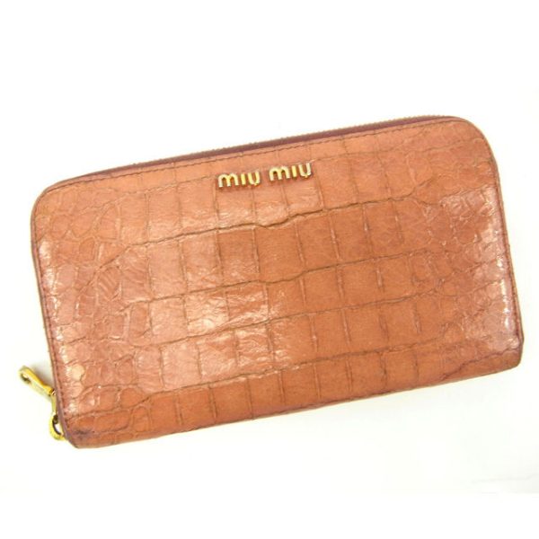 y5577 Miu Miu long wallet crocodile pink enamel T12375